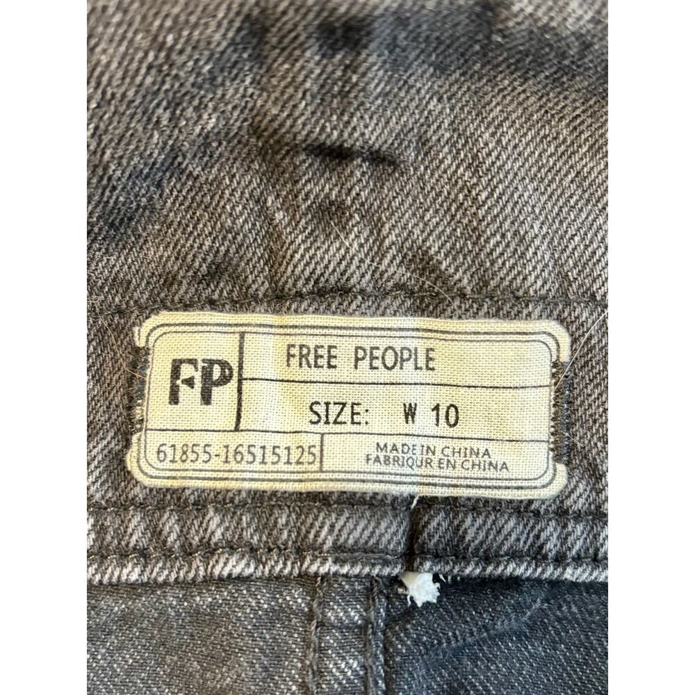 Free People Ziggy Denim Overall Mini Dress Skirtall Frayed Gray Festival Size 10 - Picture 6 of 7
